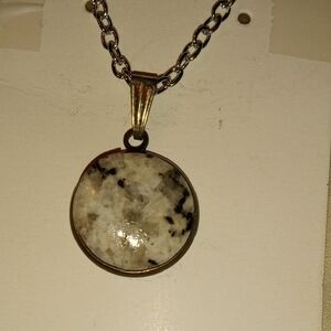 Hand Made Nebraska River Rock Elegant Black and White Pendant Necklace